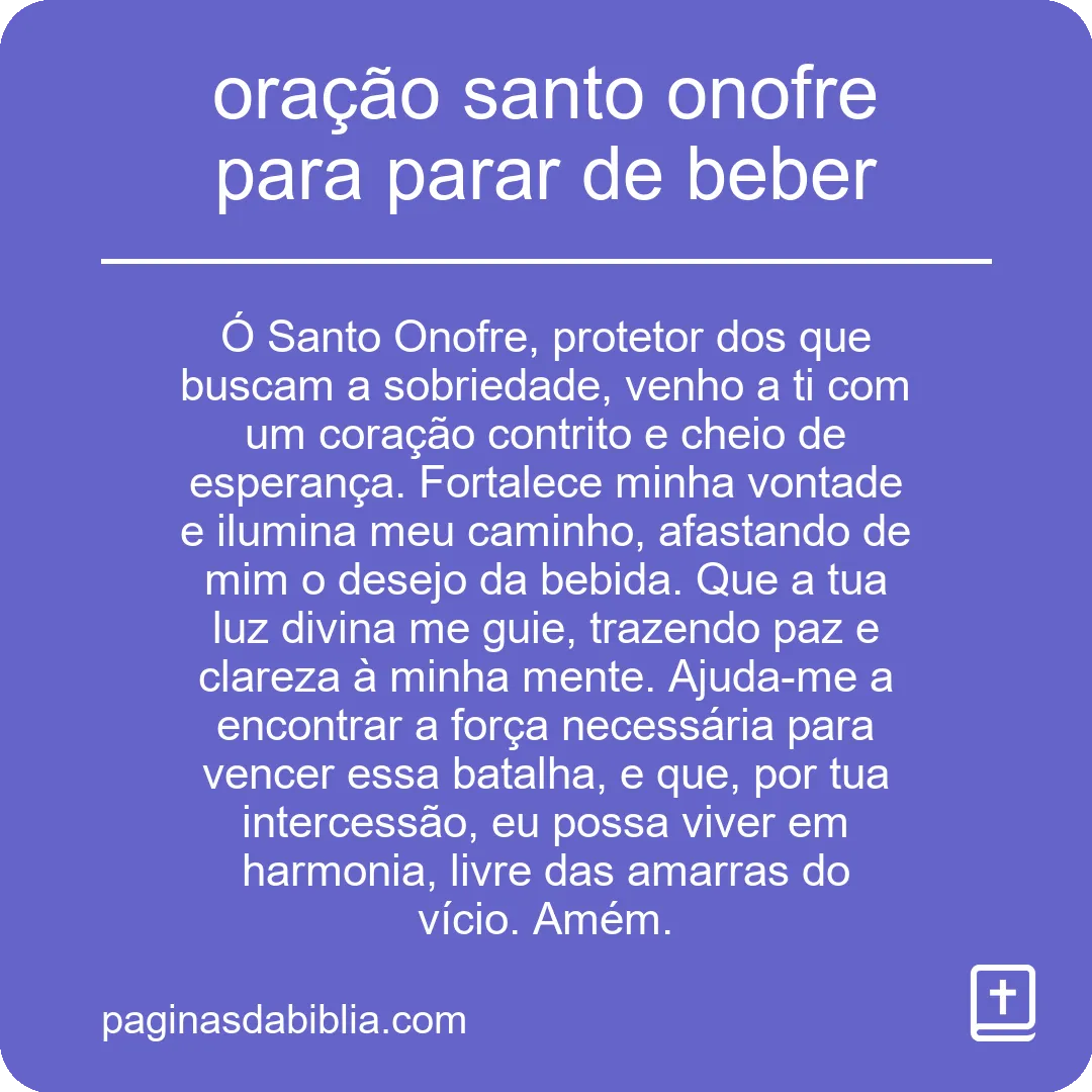 oração santo onofre para parar de beber