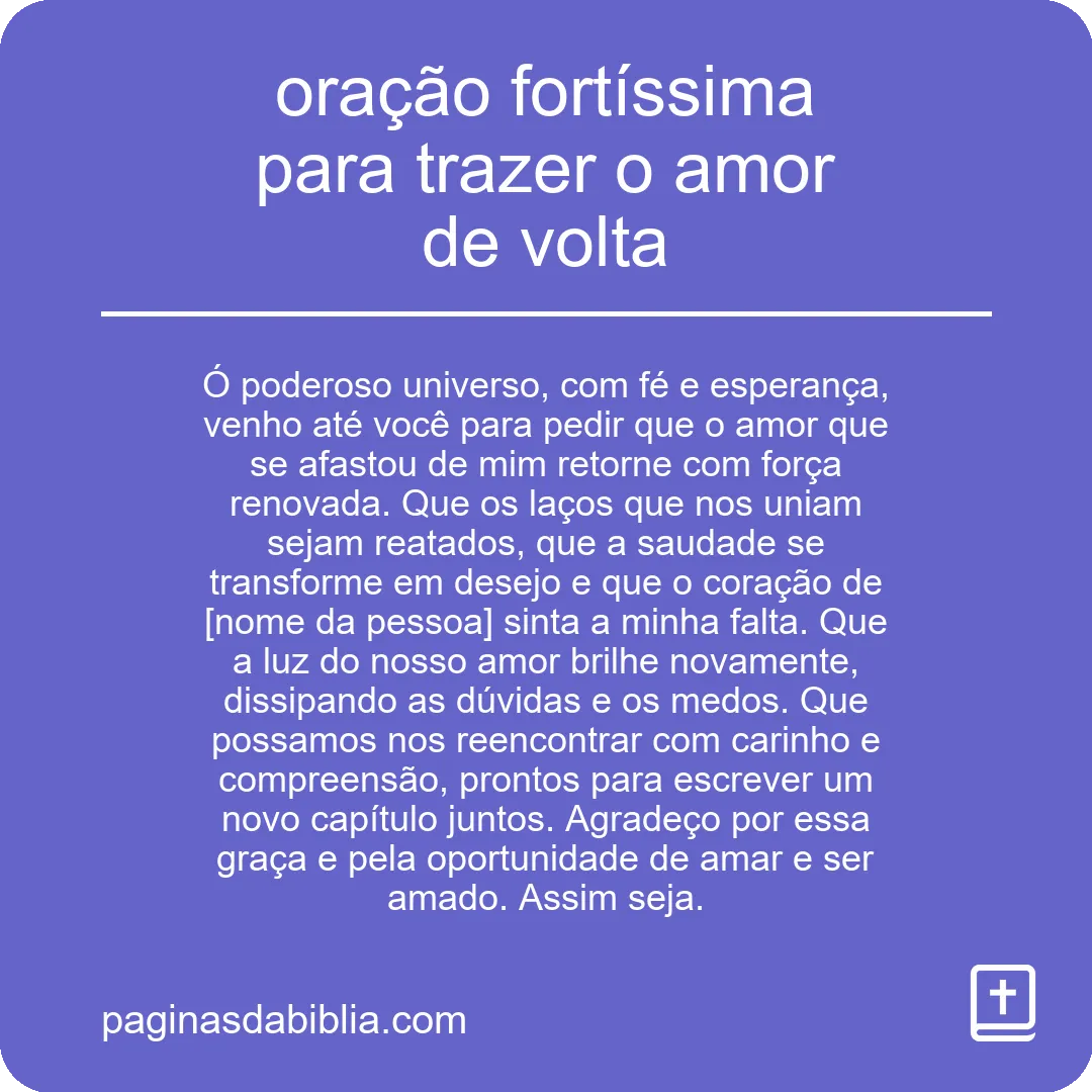 oração fortíssima para trazer o amor de volta