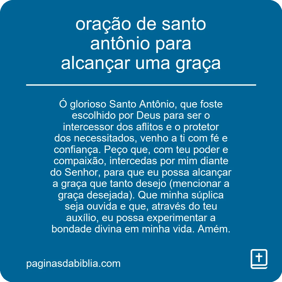 oração de santo antônio para alcançar uma graça