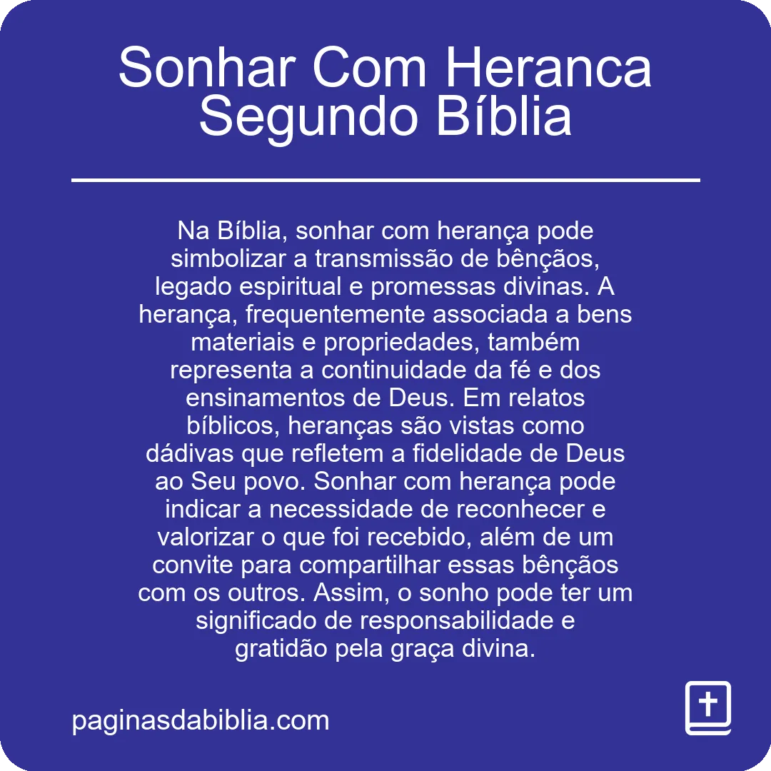 Sonhar Com Heranca Segundo Bíblia