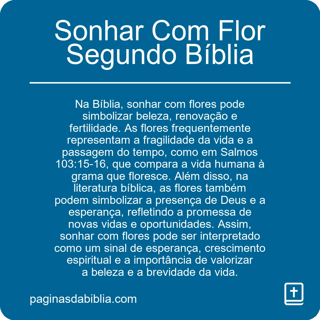 Sonhar Com Flor Segundo Bíblia