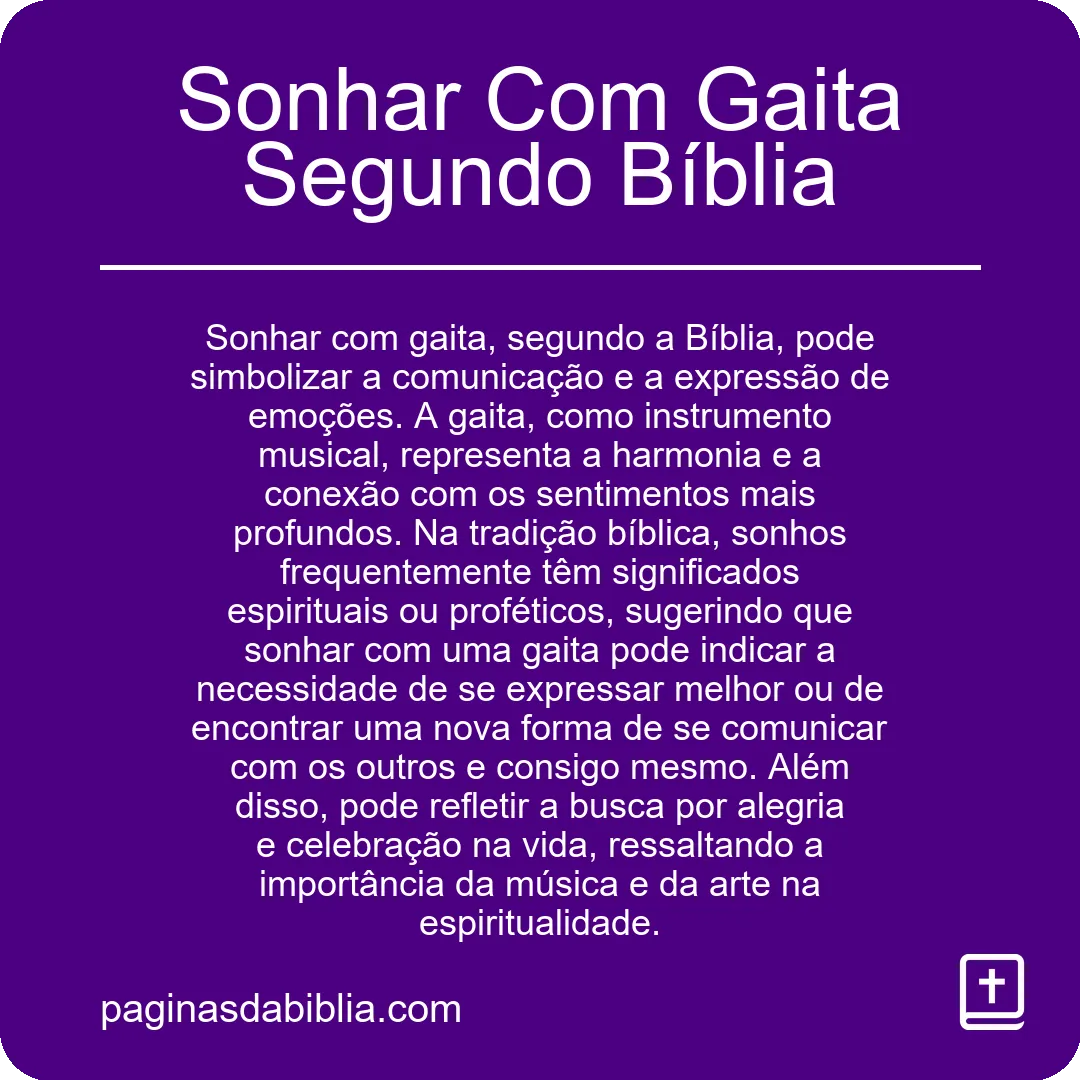 Sonhar Com Gaita Segundo Bíblia