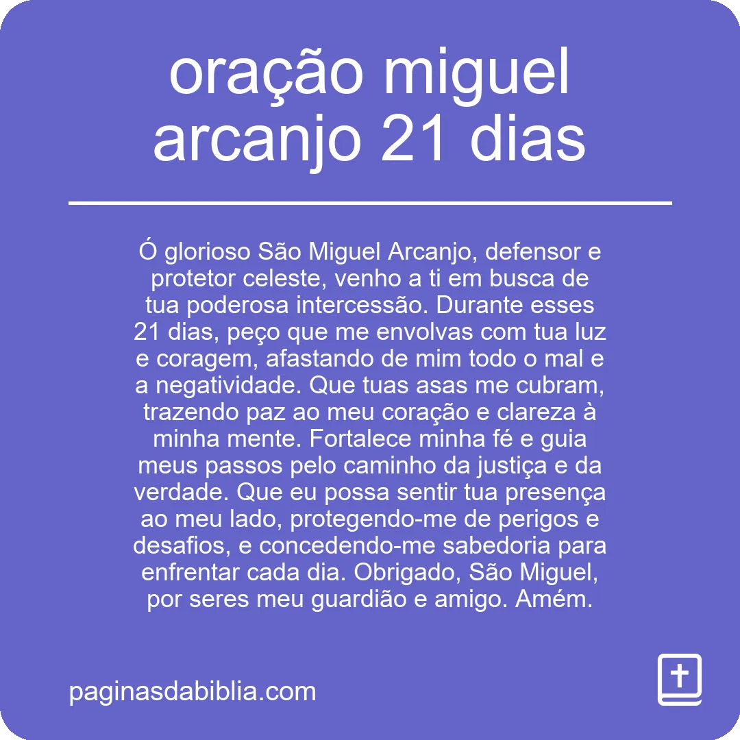 oração miguel arcanjo 21 dias