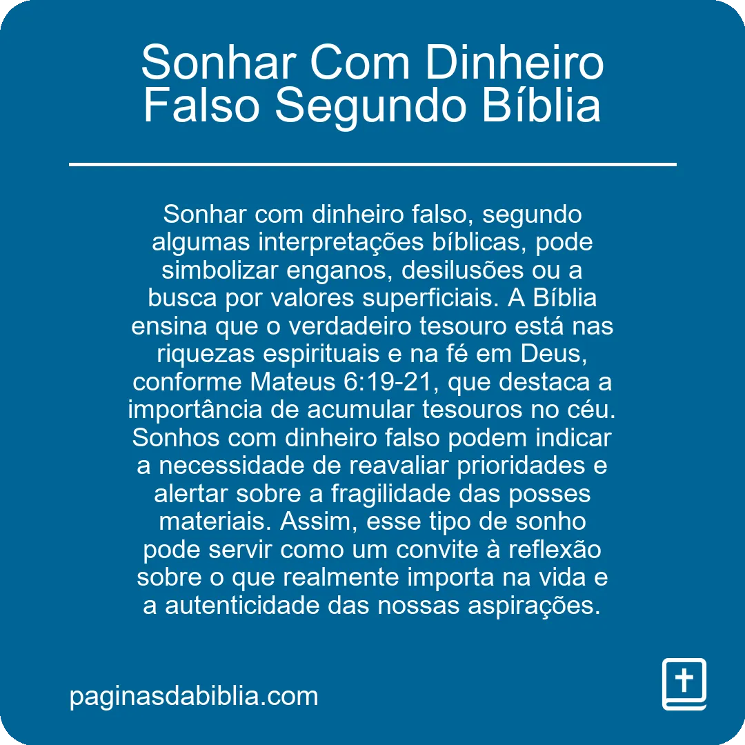 Sonhar Com Dinheiro Falso Segundo Bíblia