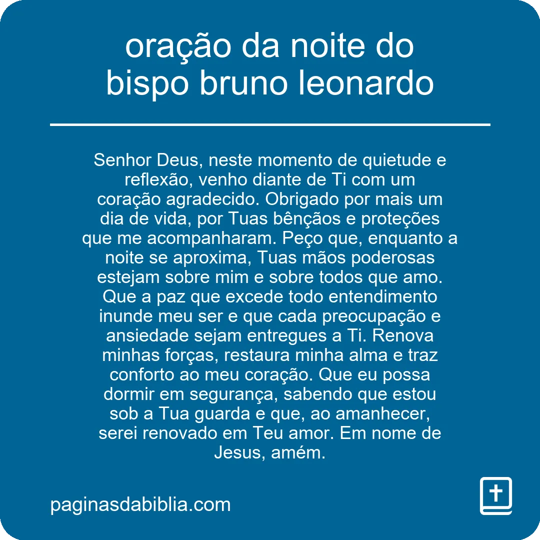 oração da noite do bispo bruno leonardo