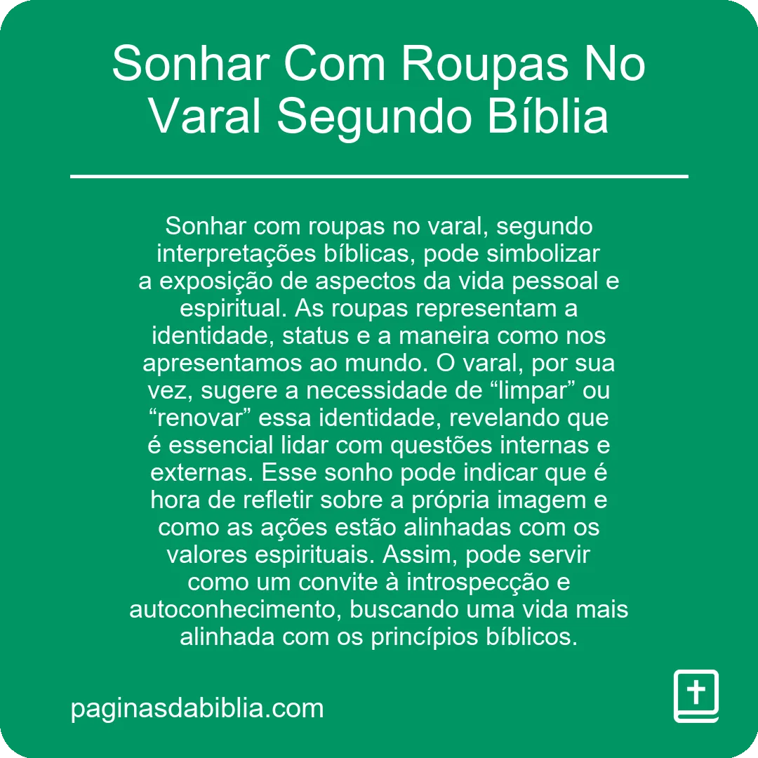 Sonhar Com Roupas No Varal Segundo Bíblia