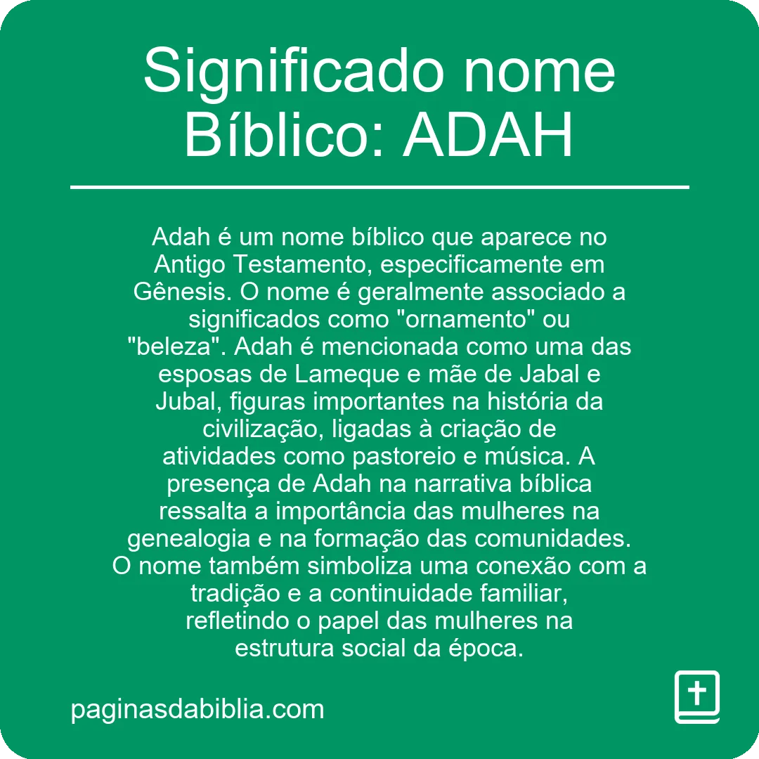 Significado nome Bíblico: ADAH