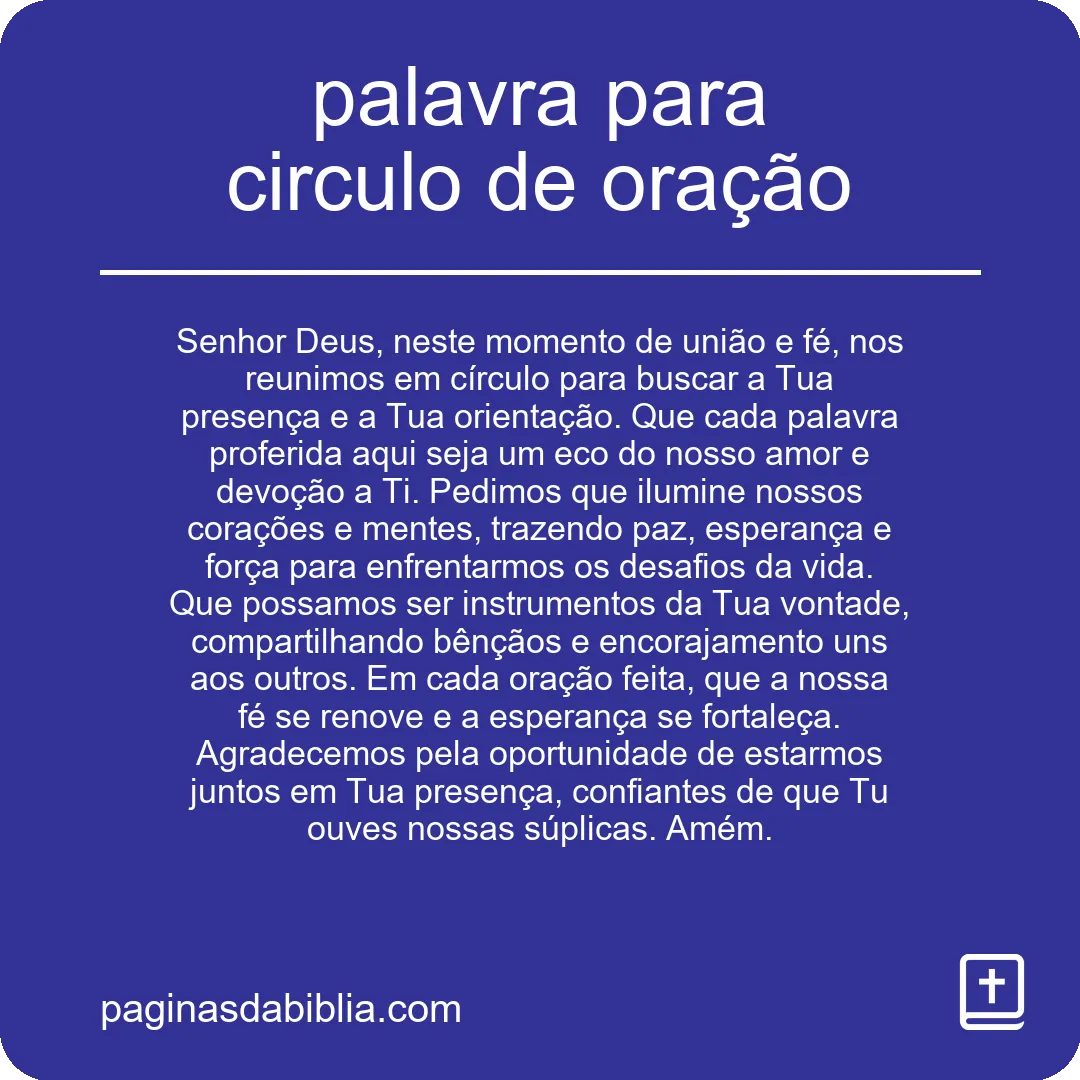 palavra para circulo de oração