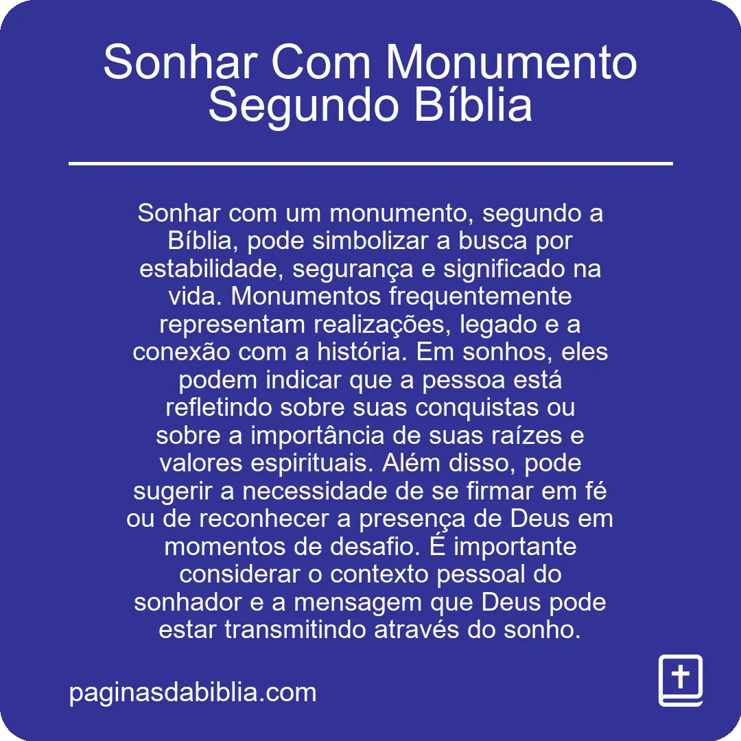 Sonhar Com Monumento Segundo Bíblia