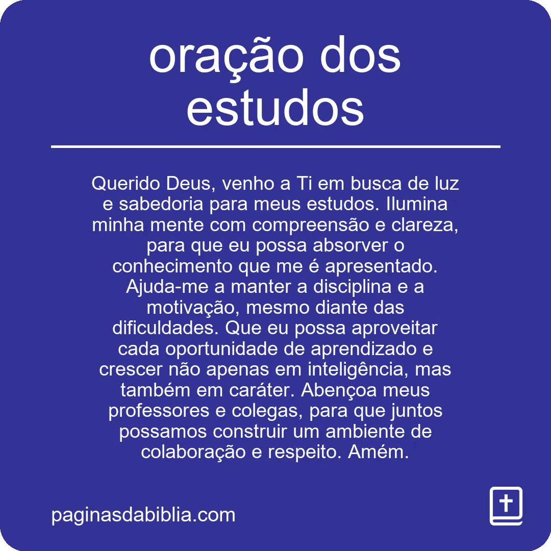 oração dos estudos