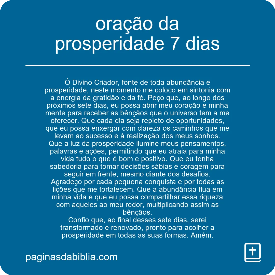 oração da prosperidade 7 dias