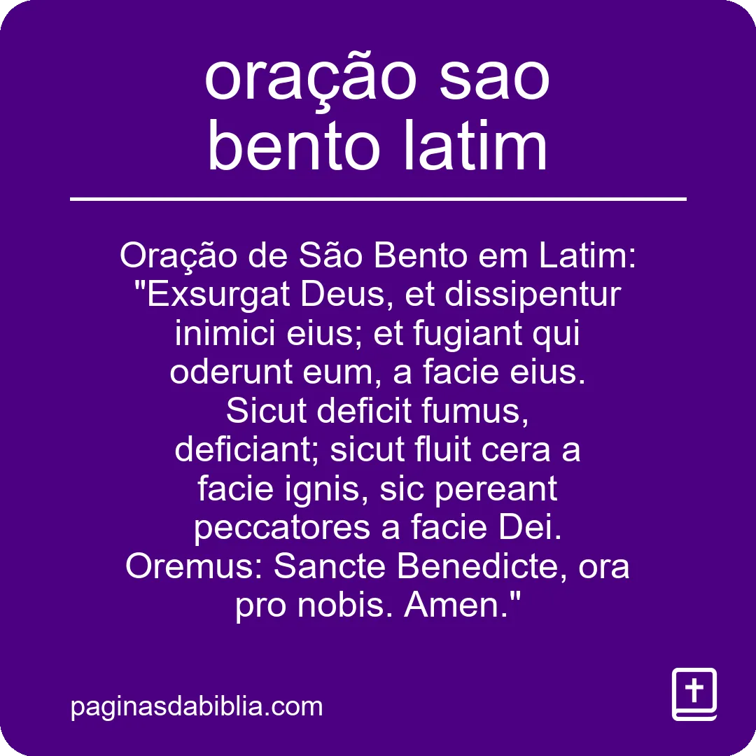 oração sao bento latim