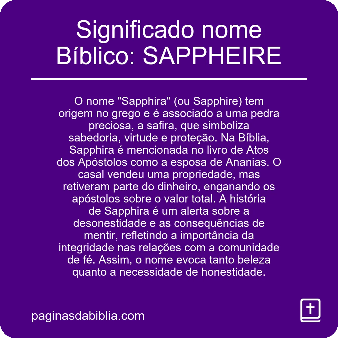 Significado nome Bíblico: SAPPHEIRE