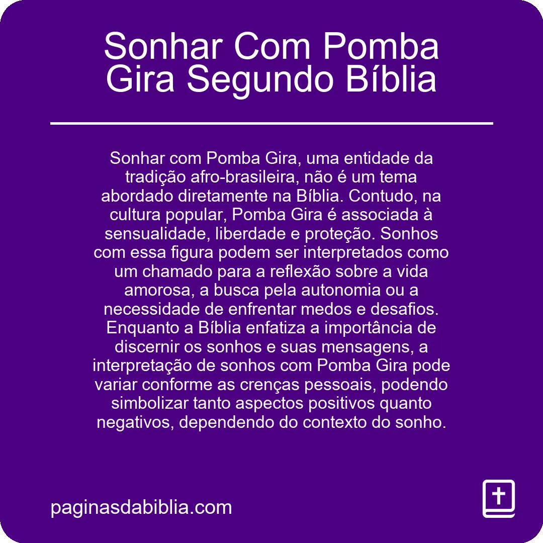 Sonhar Com Pomba Gira Segundo Bíblia