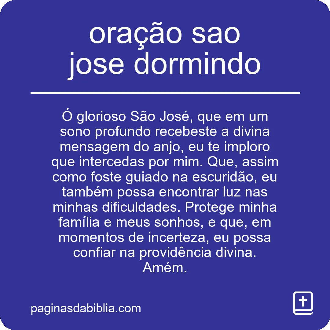 oração sao jose dormindo