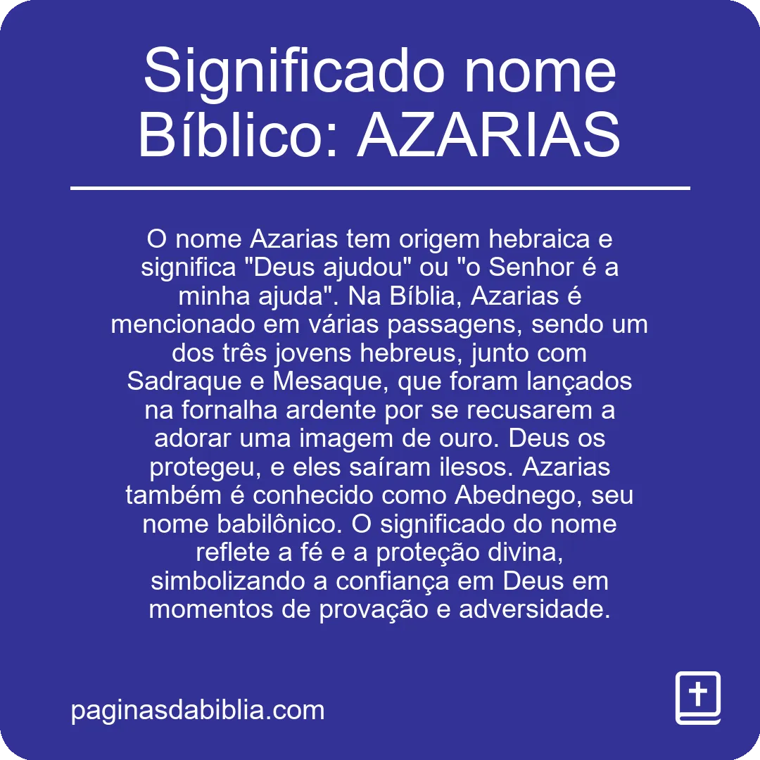 Significado nome Bíblico: AZARIAS