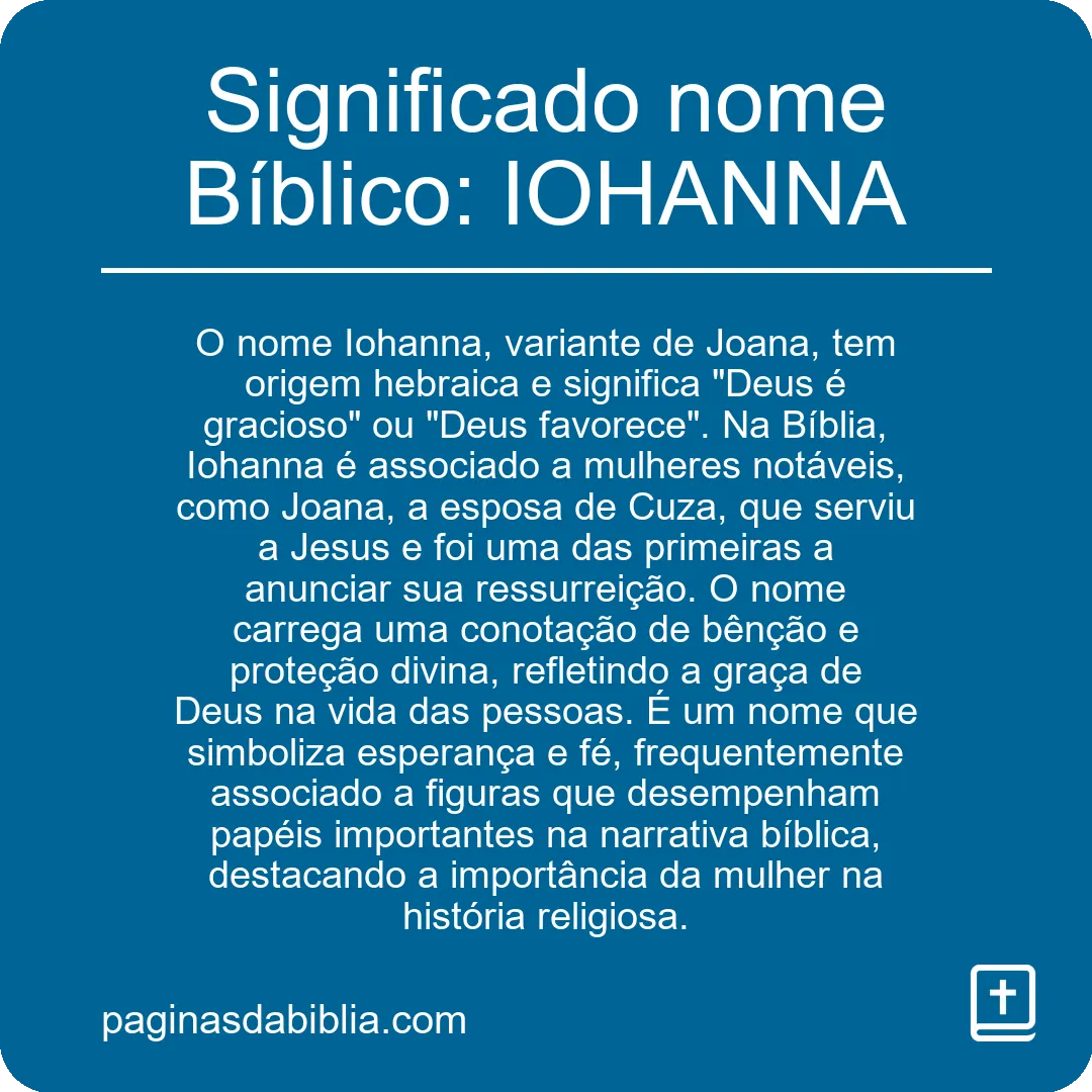 Significado nome Bíblico: IOHANNA