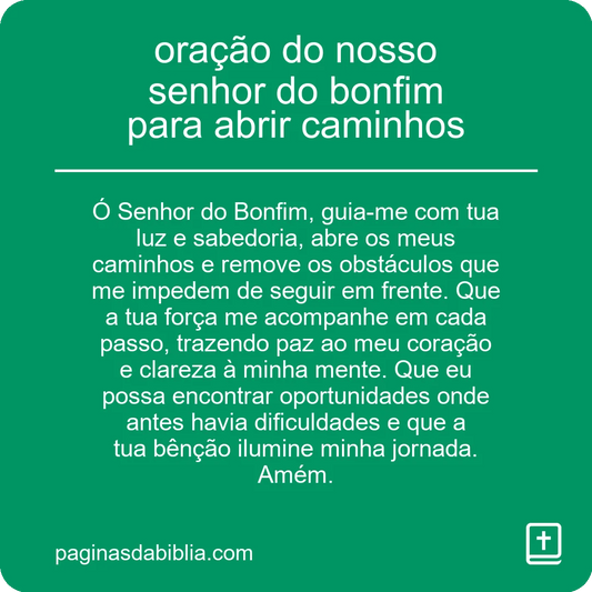 oração do nosso senhor do bonfim para abrir caminhos