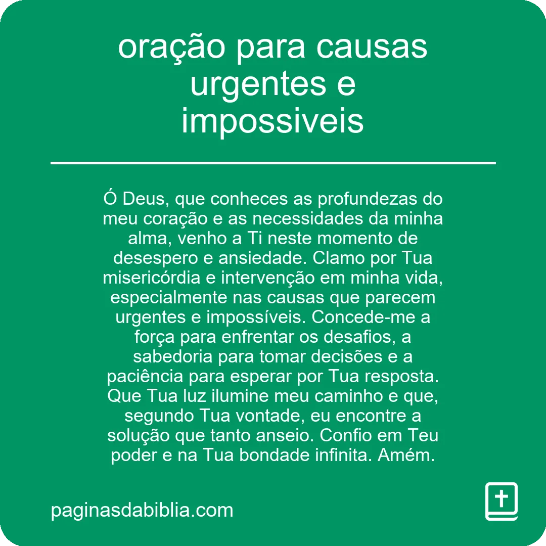 oração para causas urgentes e impossiveis