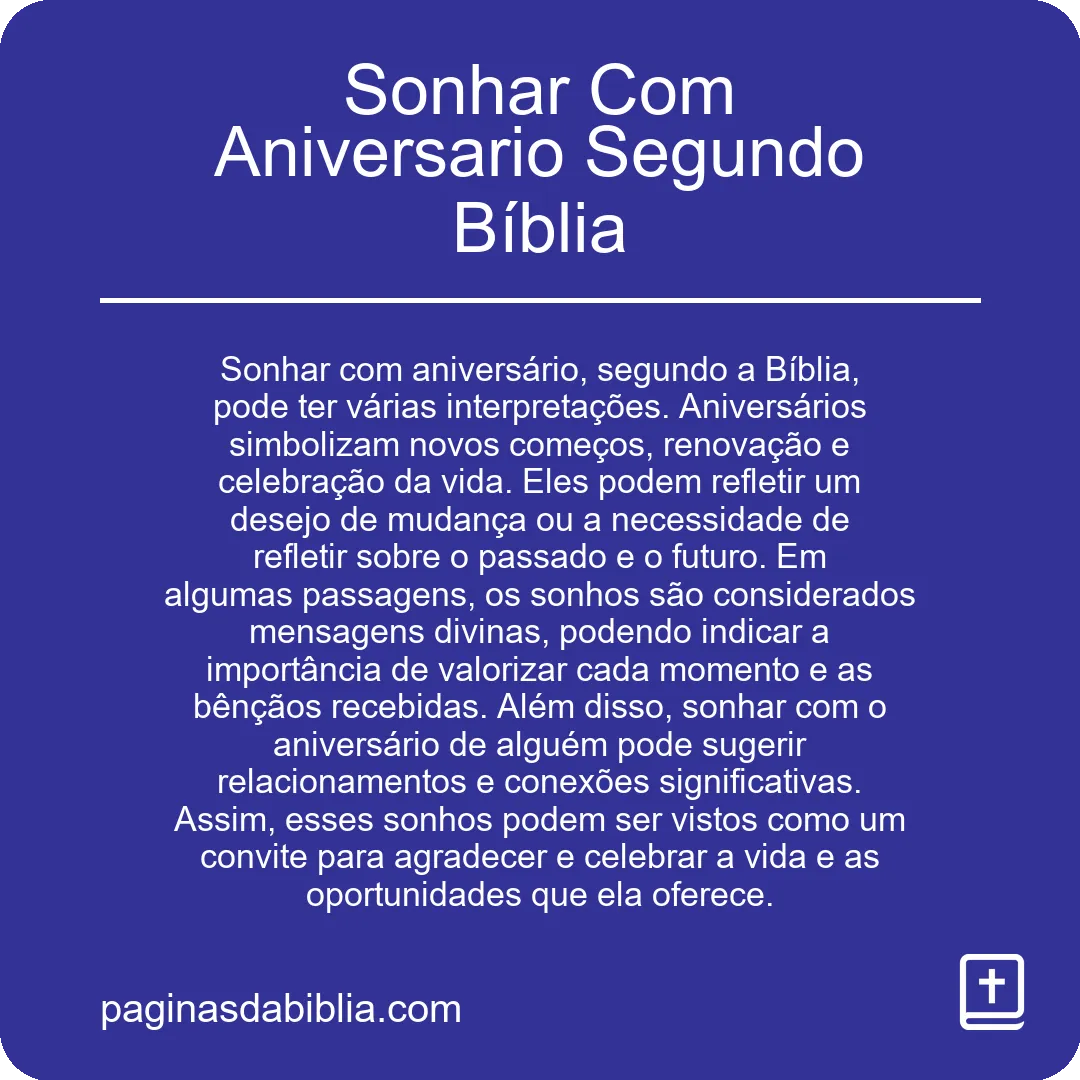 Sonhar Com Aniversario Segundo Bíblia