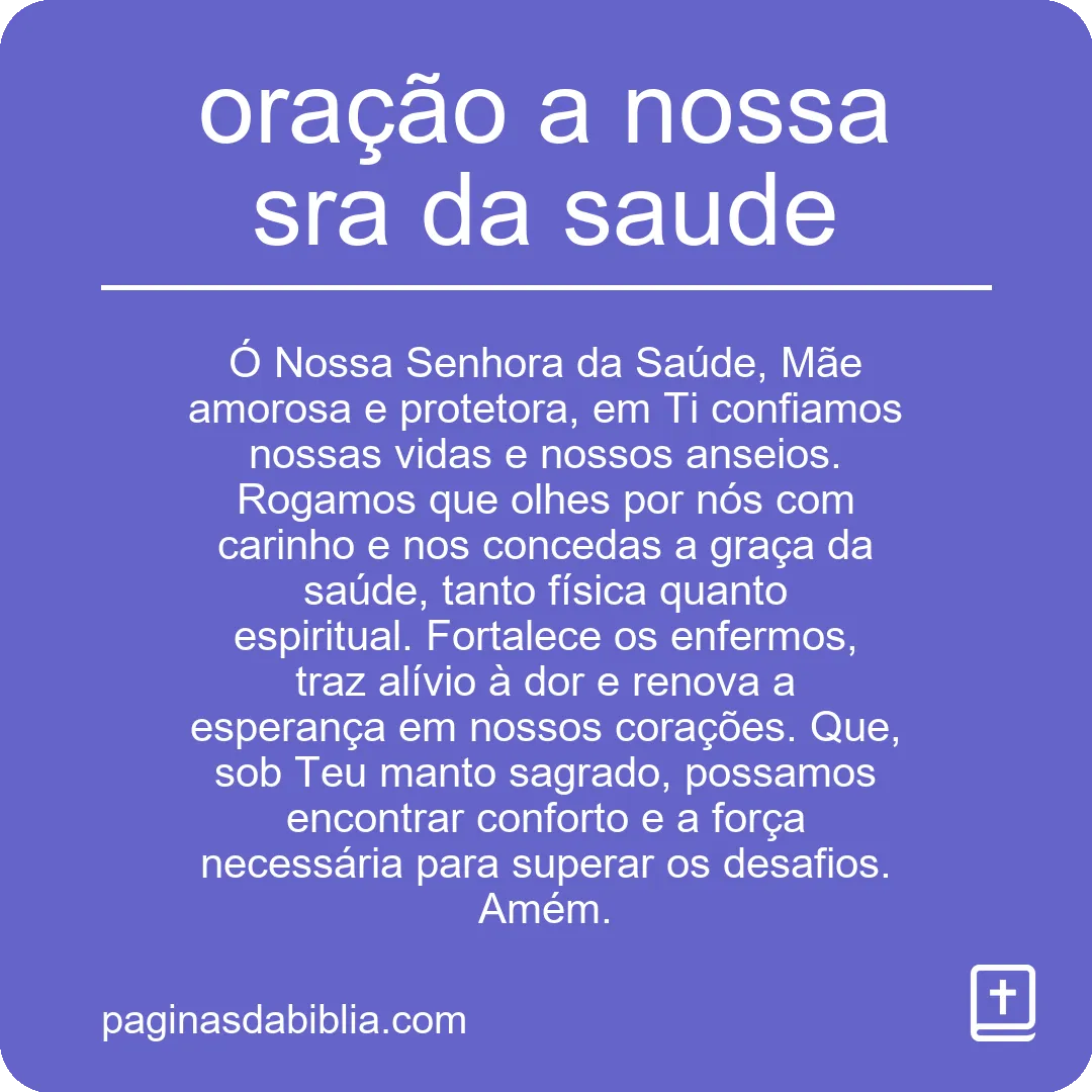 oração a nossa sra da saude