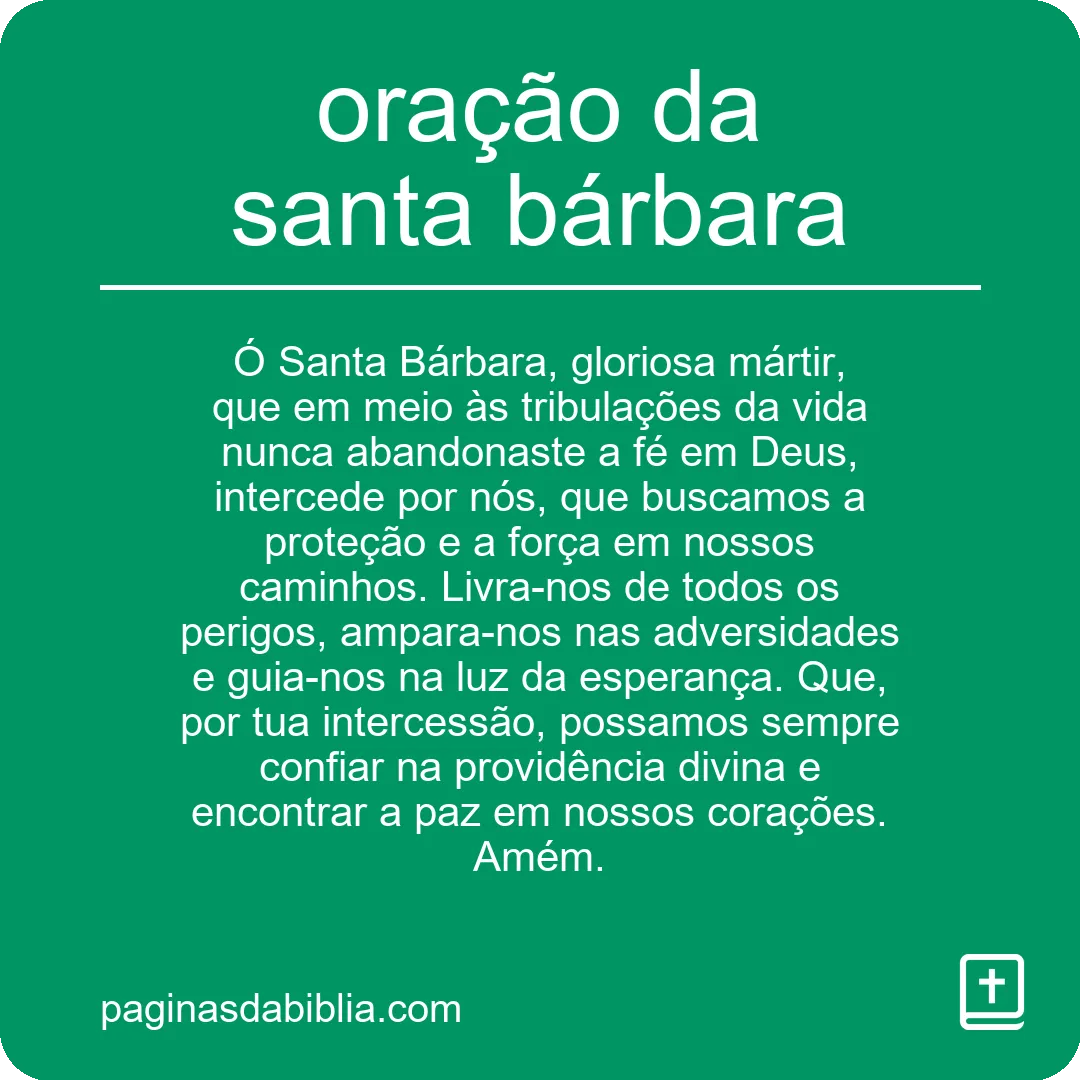 oração da santa bárbara