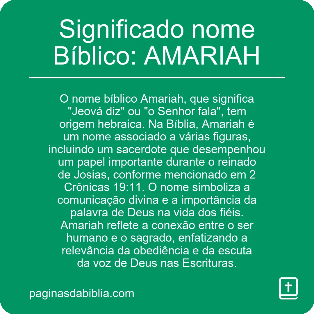 Significado nome Bíblico: AMARIAH