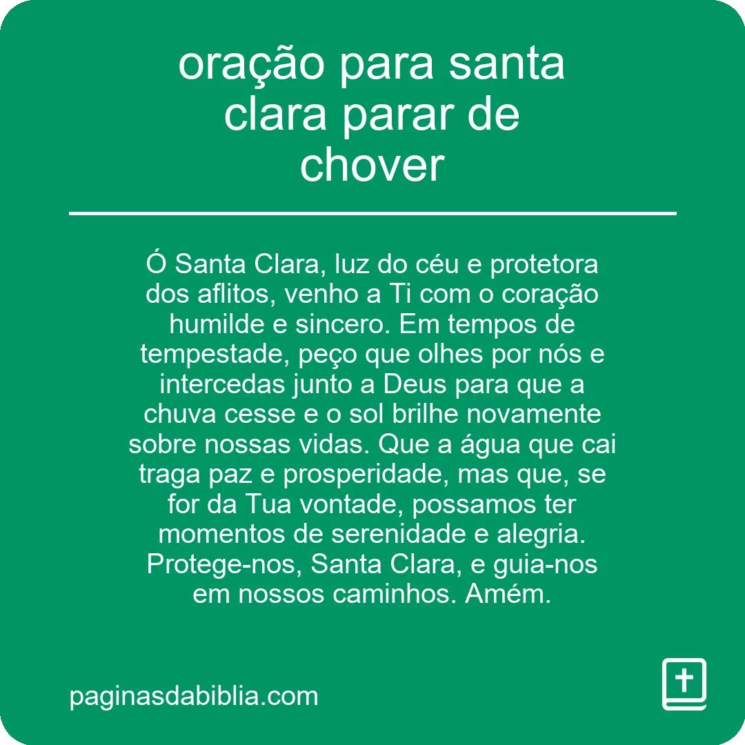 oração para santa clara parar de chover