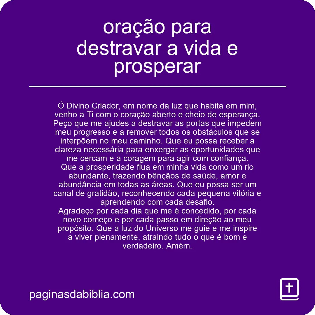 oração para destravar a vida e prosperar