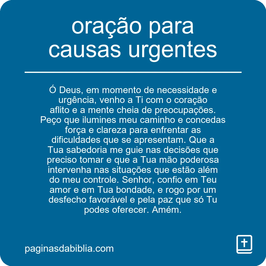 oração para causas urgentes