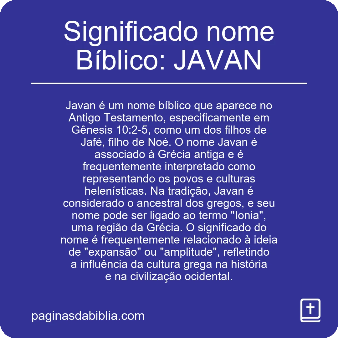 Significado nome Bíblico: JAVAN