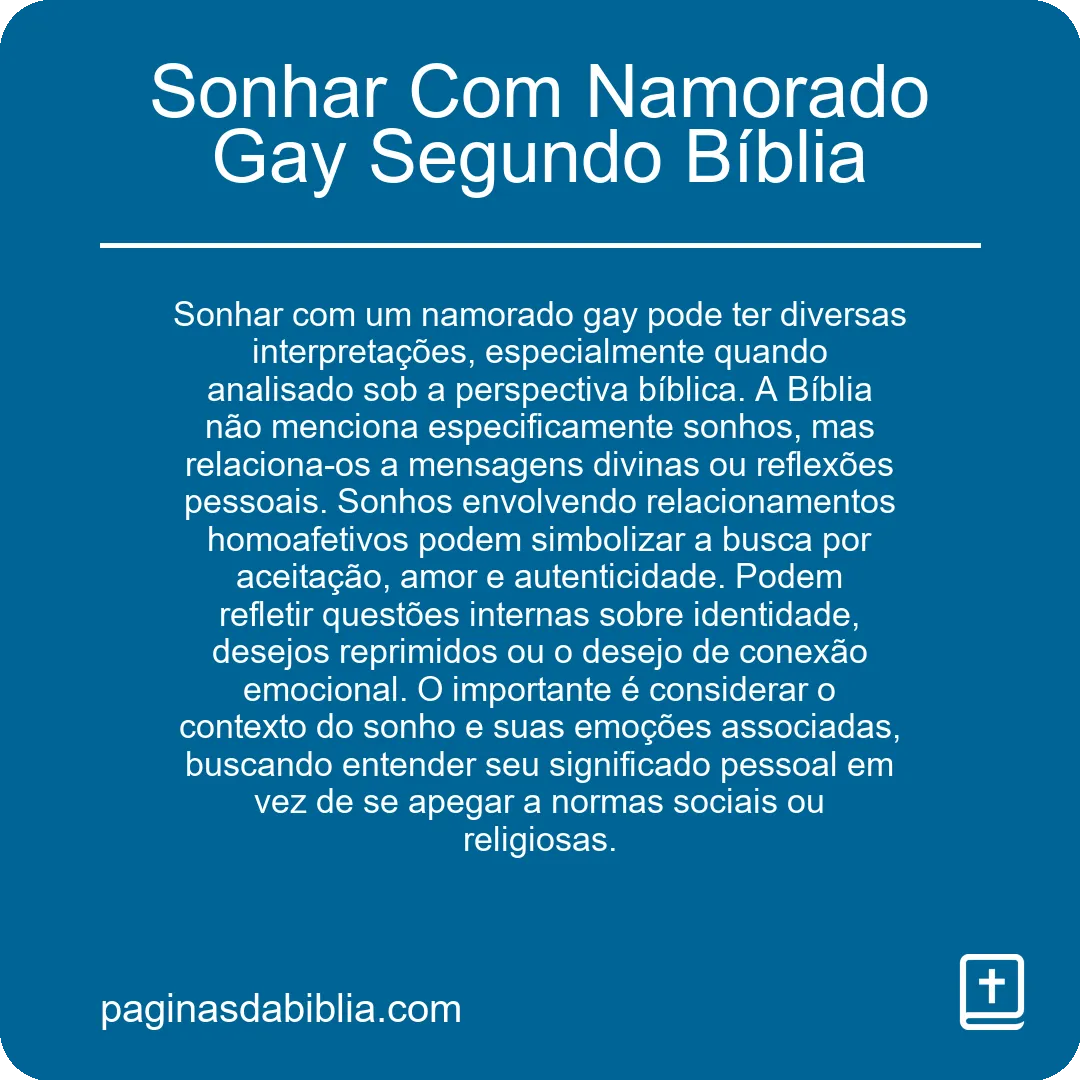 Sonhar Com Namorado Gay Segundo Bíblia