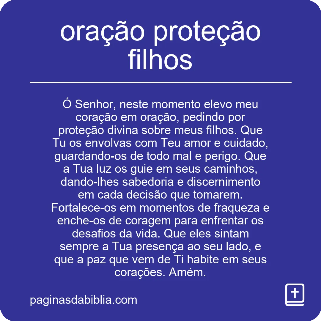 oração proteção filhos