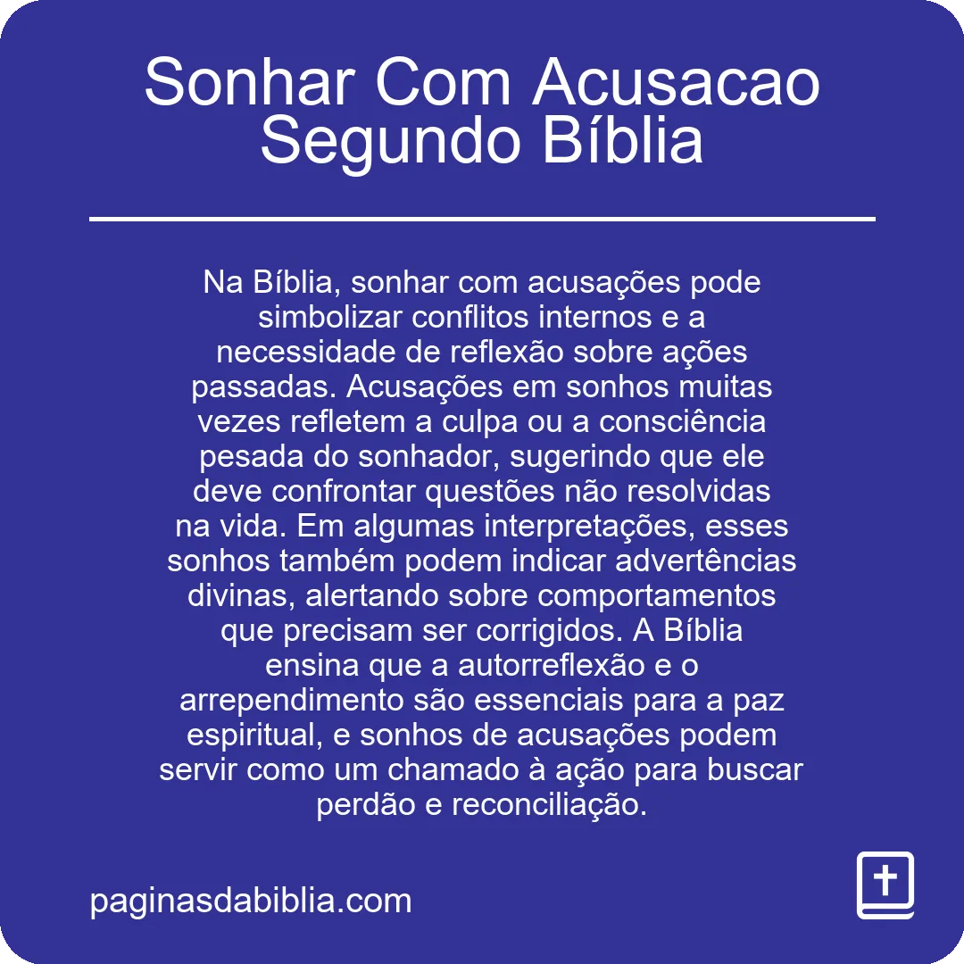 Sonhar Com Acusacao Segundo Bíblia