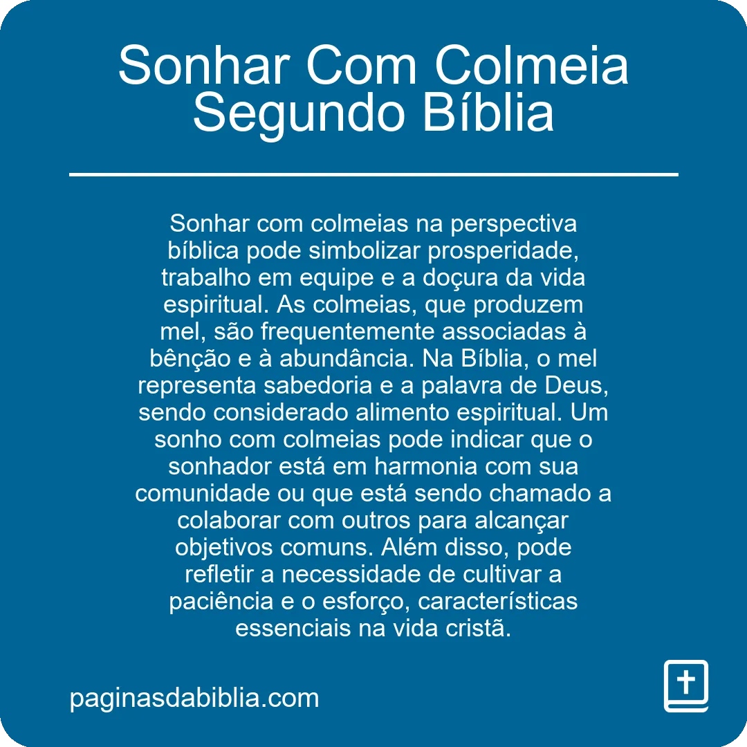 Sonhar Com Colmeia Segundo Bíblia