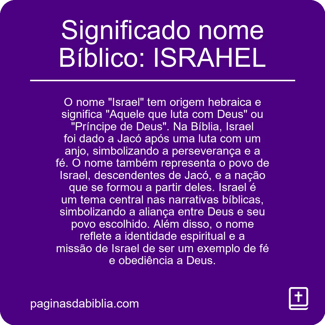 Significado nome Bíblico: ISRAHEL