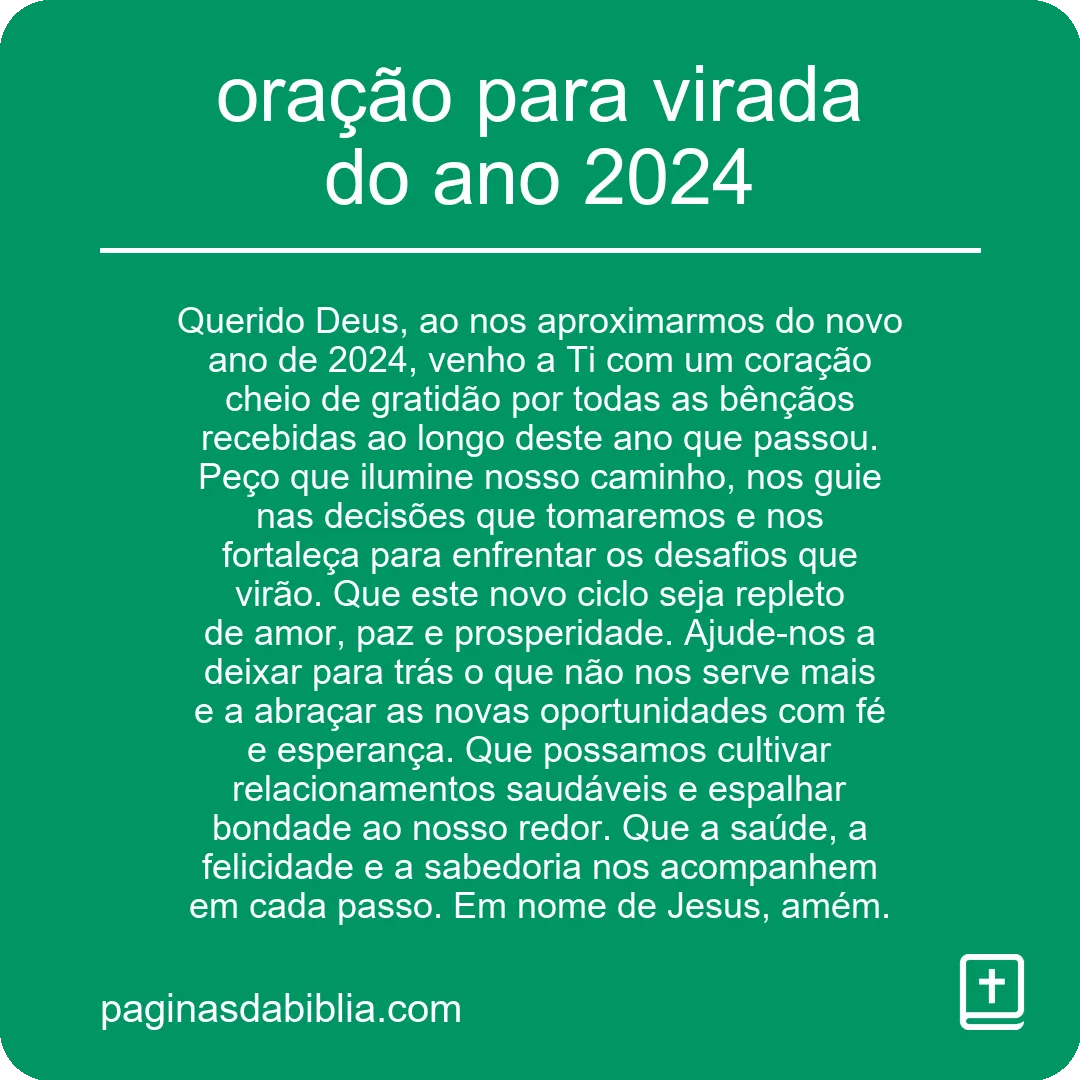 oração para virada do ano 2024