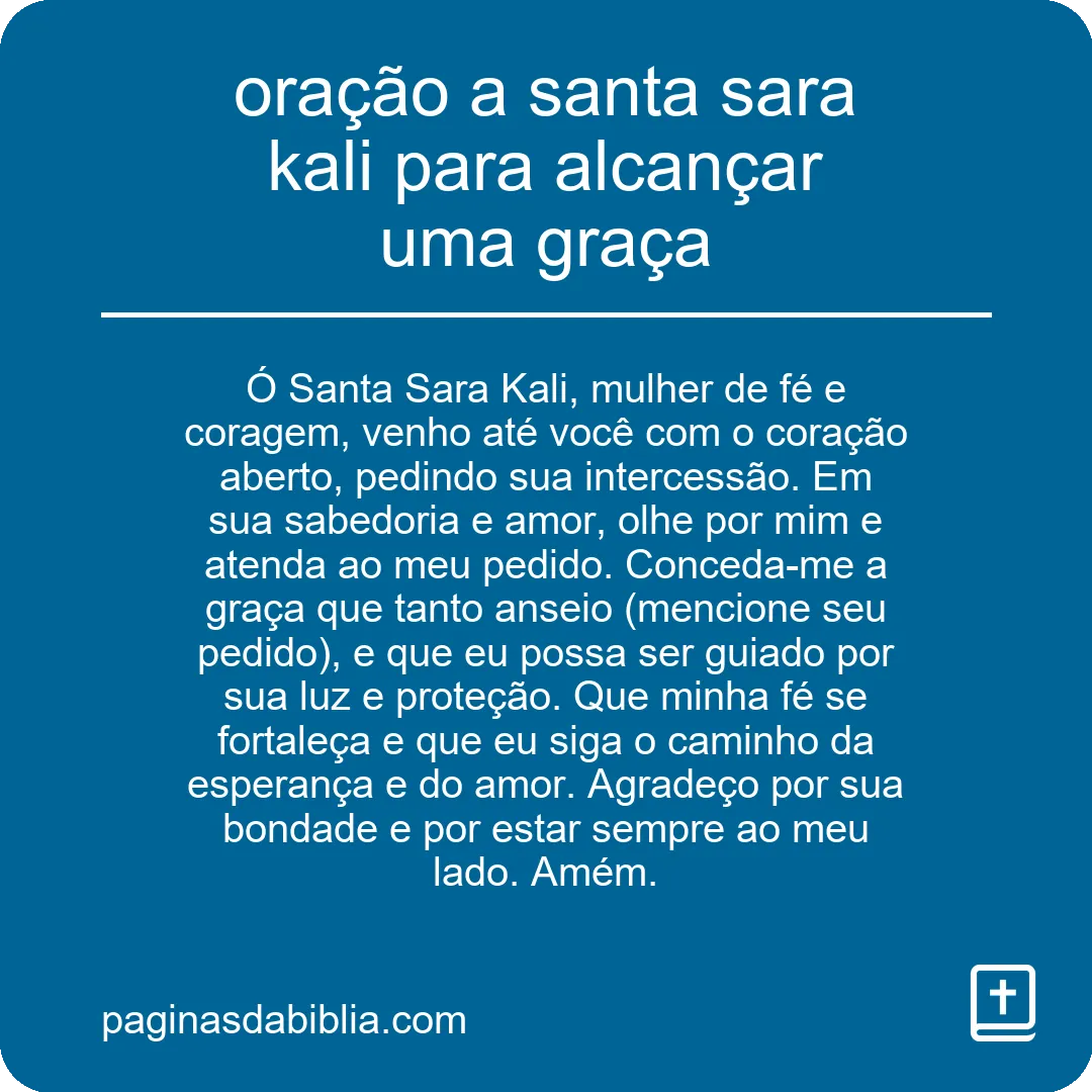 oração a santa sara kali para alcançar uma graça