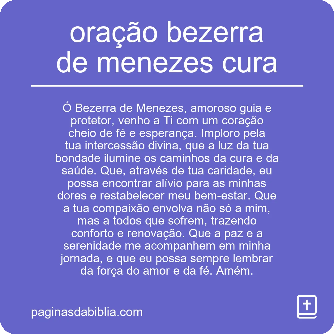 oração bezerra de menezes cura