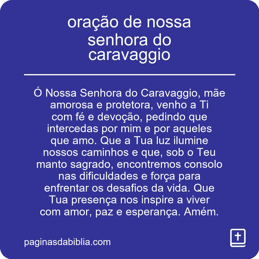 oração de nossa senhora do caravaggio