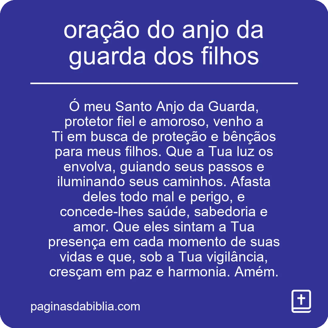 oração do anjo da guarda dos filhos