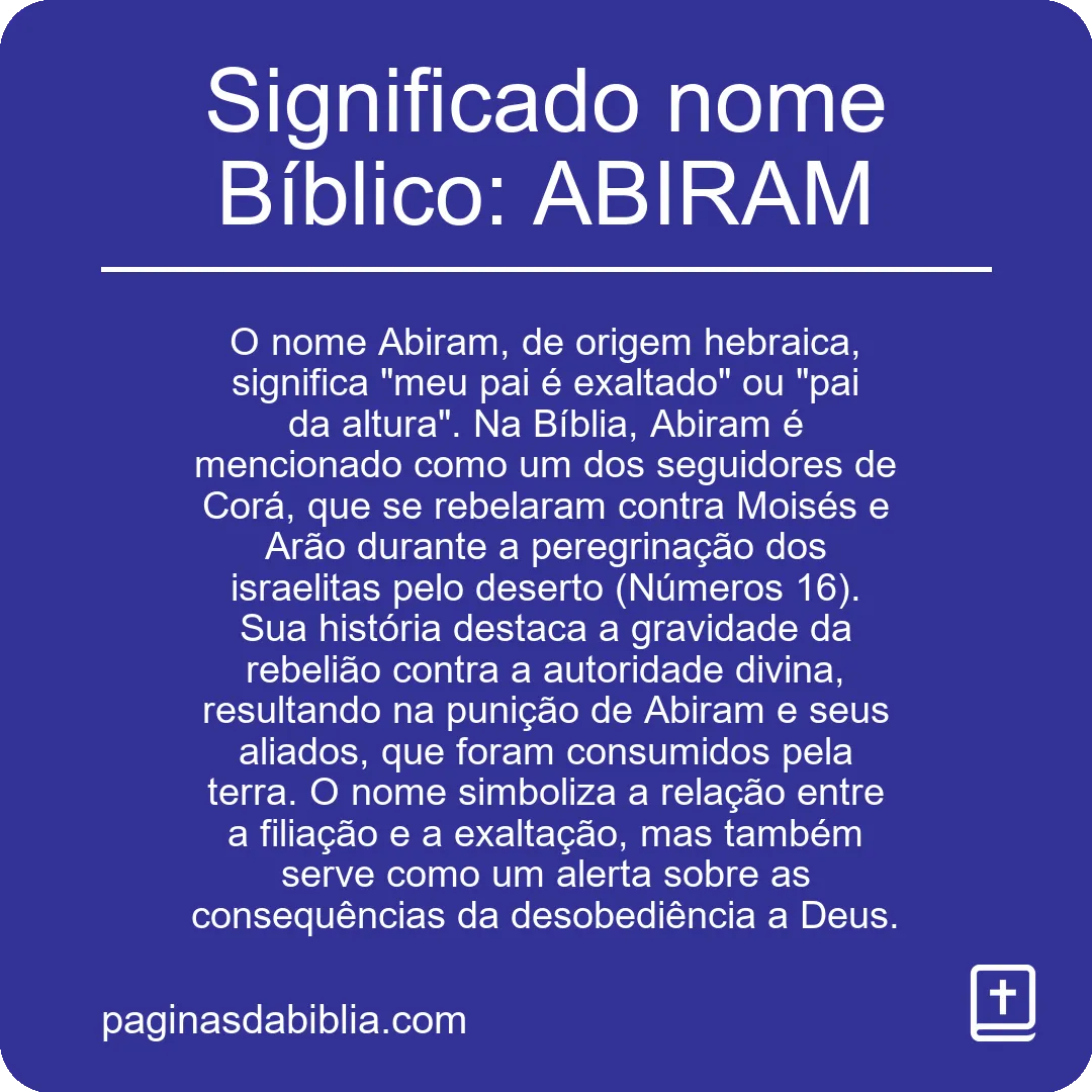 Significado nome Bíblico: ABIRAM