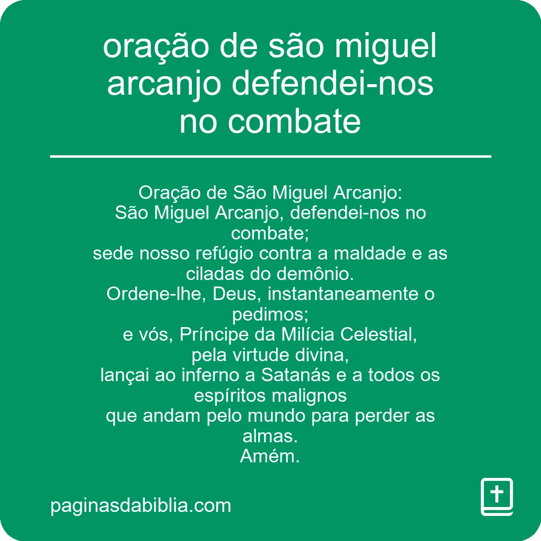 oração de são miguel arcanjo defendei-nos no combate