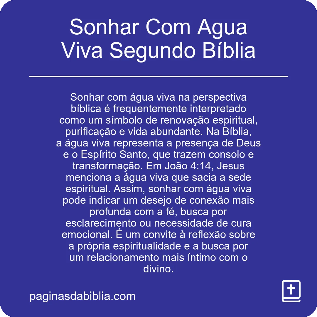 Sonhar Com Agua Viva Segundo Bíblia