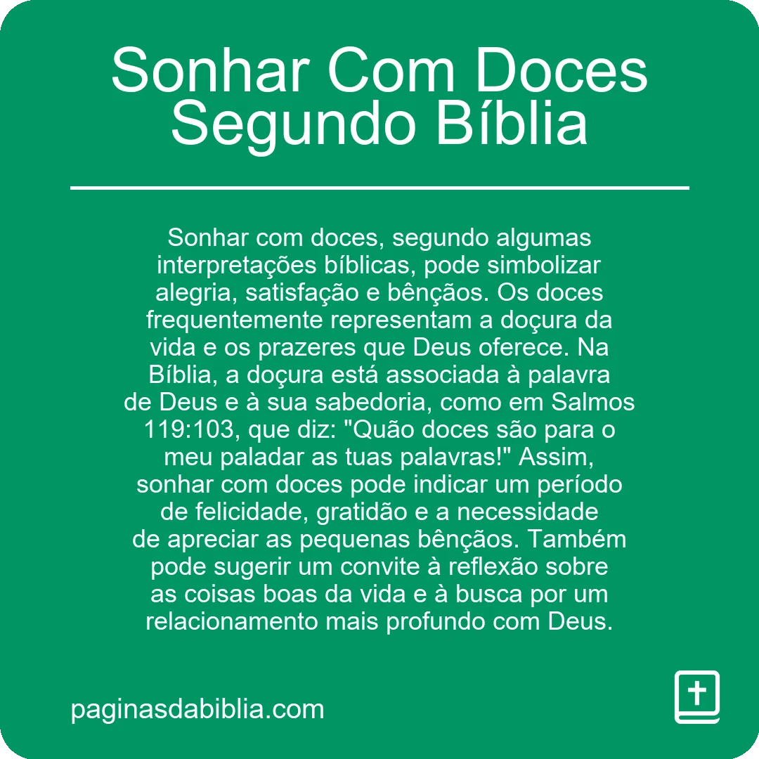 Sonhar Com Doces Segundo Bíblia