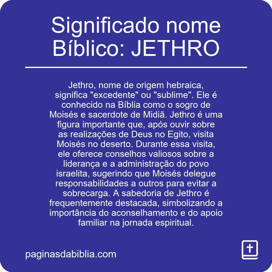 Significado nome Bíblico: JETHRO