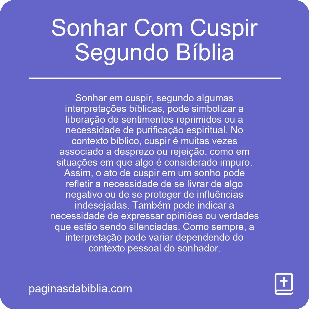 Sonhar Com Cuspir Segundo Bíblia