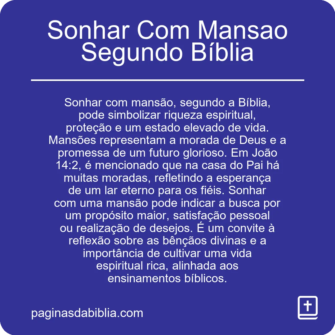 Sonhar Com Mansao Segundo Bíblia