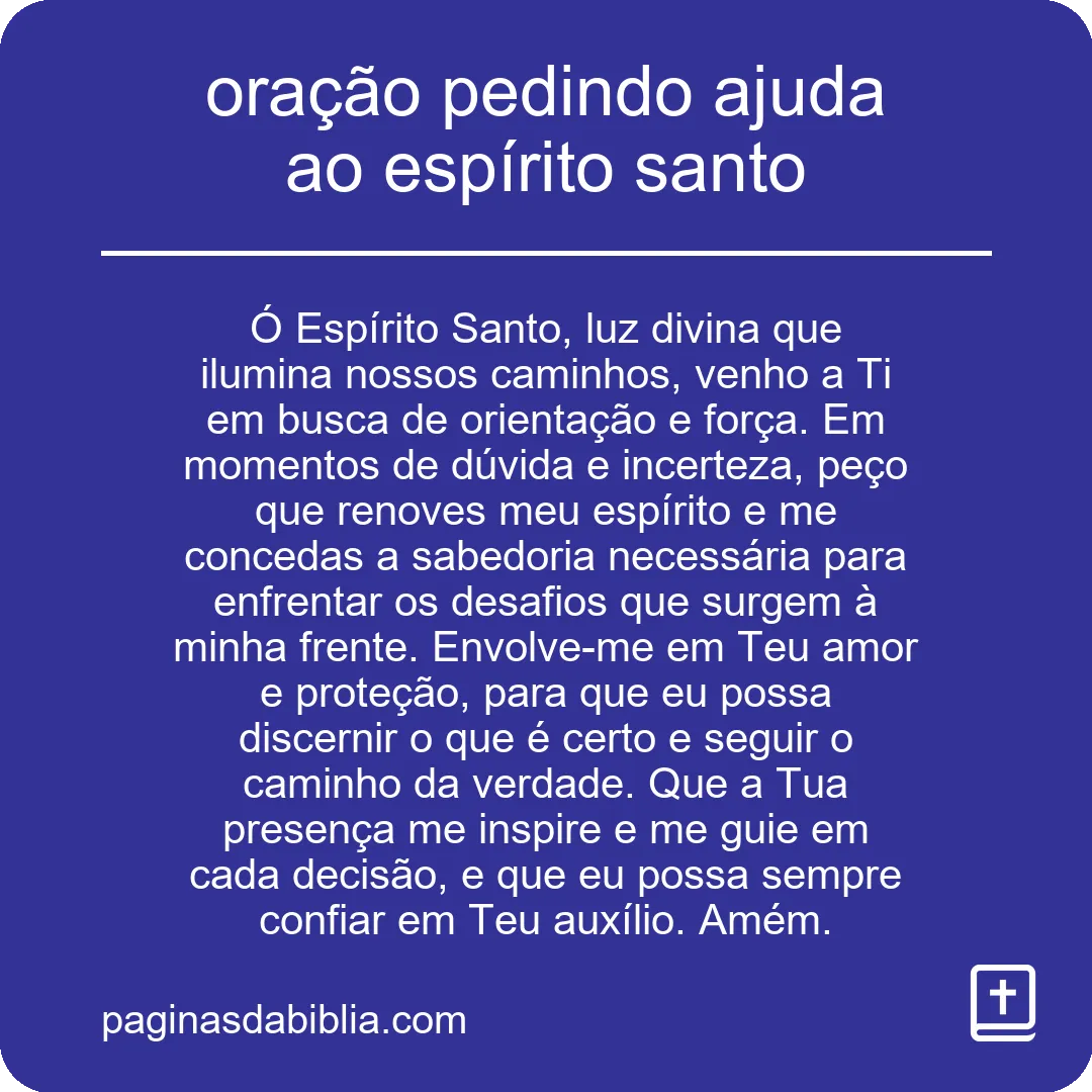 oração pedindo ajuda ao espírito santo