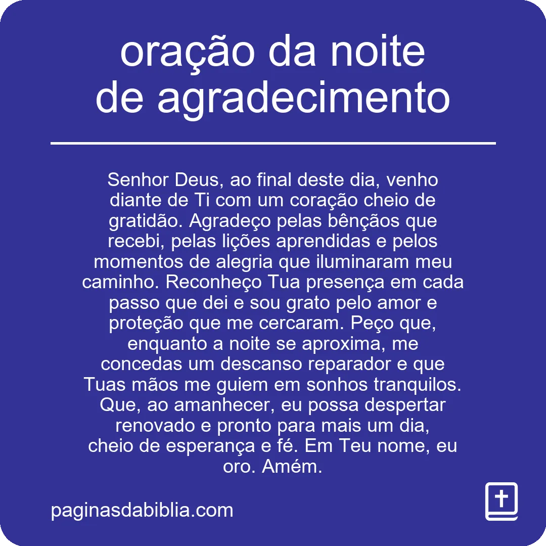 Agradecimento na noite: oração poderosa
